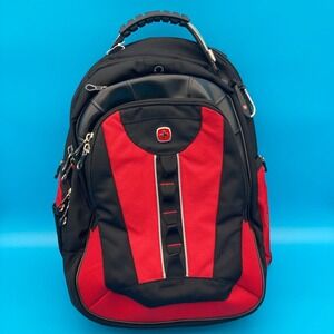 Wenger SwissGear Red Black Laptop Backpack with Airflow Back TSA ScanSmart Tech